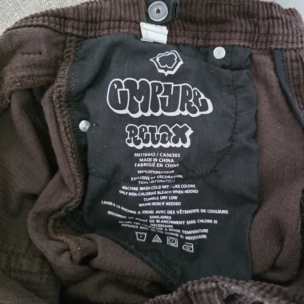 Empyre Mens Junior Corduroy Skate Pants Brown Relax Loose Fit Baggy Size 26